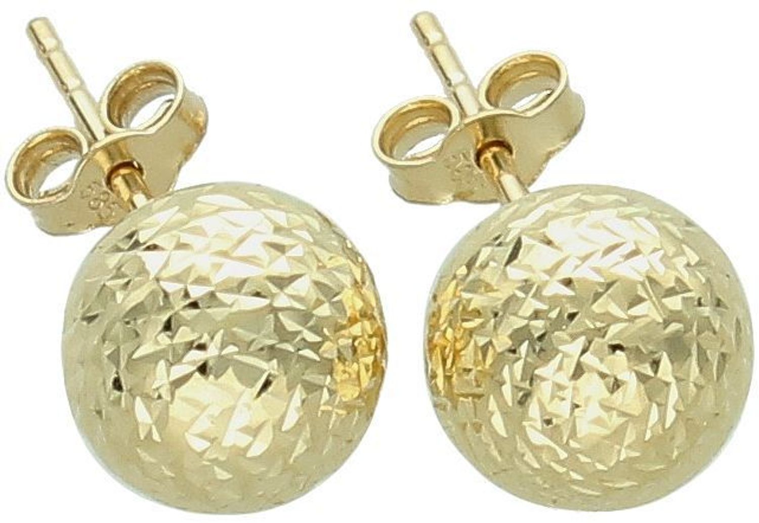 Kolczyki złote kulki grawerowane pr 585, DIA-KLC-12906-585 8mm Stylowe kolczyki wykonane ze złota próby 585. Kolczyki mają okrągły kształt, ozdobione grawerem. 1.jpg